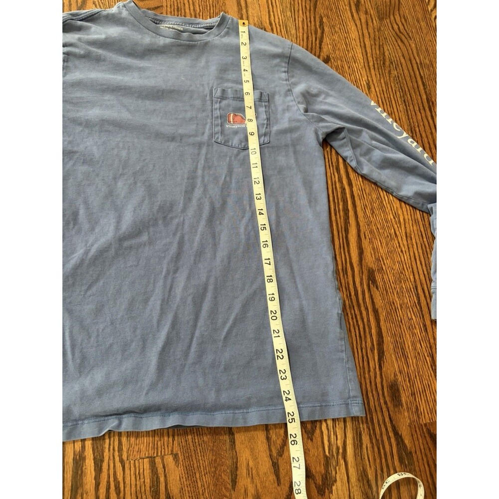 Vineyard Vines 100% Cotton Boys XL 16‎ Whale Long Sleeve T Shirt Blue Football - Picture 9 of 10